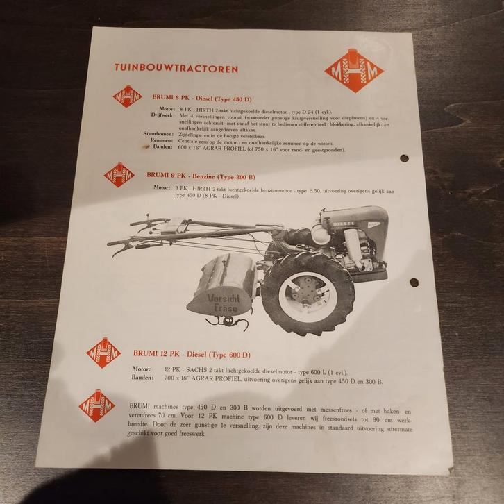 brochure Brumi Tuinbouwtractor - Oldtimer, Boeken, Catalogussen en Folders, Gelezen, Folder, Ophalen of Verzenden