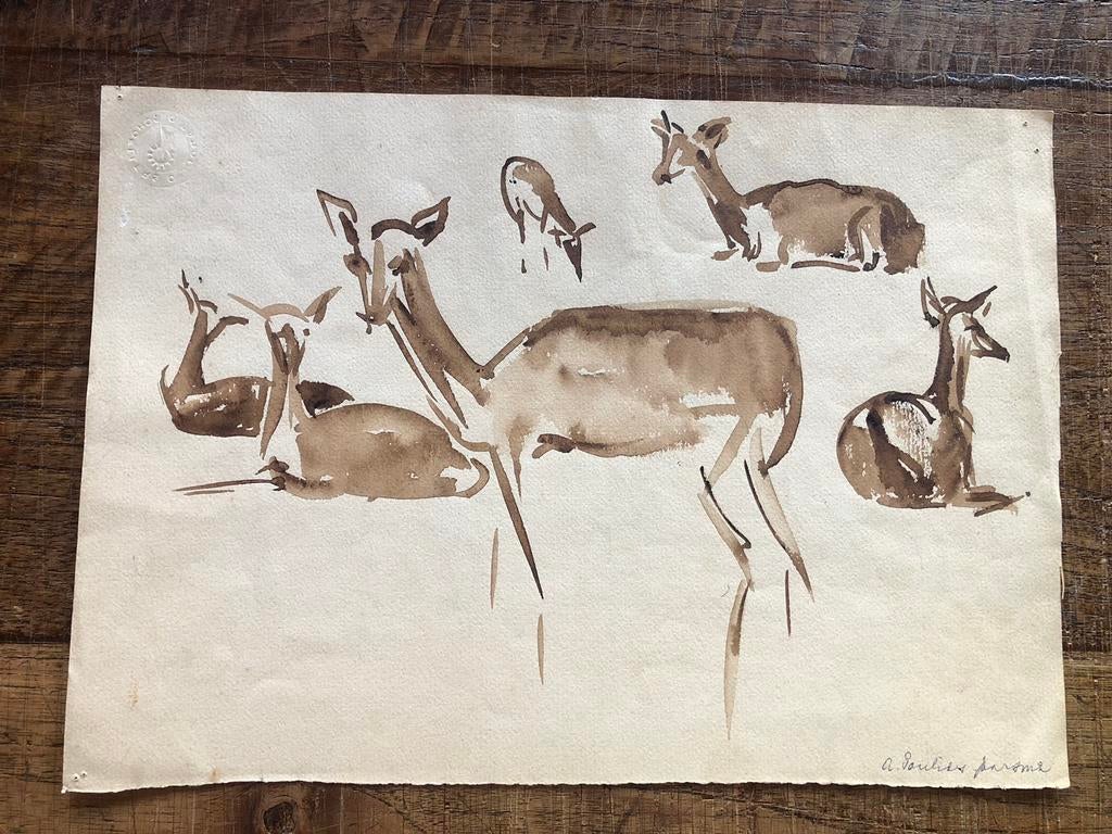 Oude aquarel, Antiek en Kunst, Kunst | Schilderijen | Klassiek, Ophalen of Verzenden