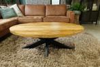Nieuwe ovale salontafels mangohout kleur naturel en zwart., 100 tot 150 cm, Nieuw, Metaal, Minder dan 50 cm