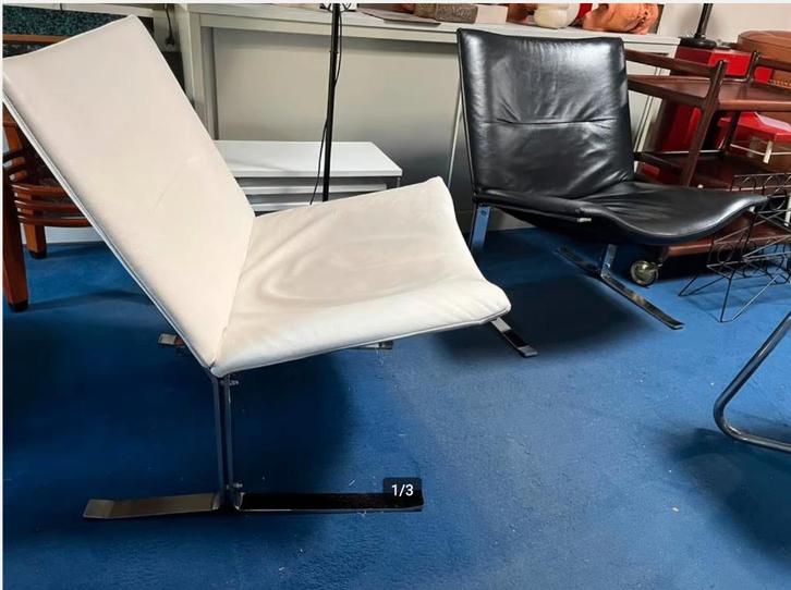 Kebe Möbler Design Retro Vintage Modern Kjaerholm, Huis en Inrichting, Fauteuils, Gebruikt, Leer, Metaal, 50 tot 75 cm, 75 tot 100 cm