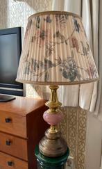 Vintage grote lamp schemerlamp tafellamp bloemen roze goud, Ophalen of Verzenden