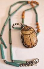 Oude ketting,  zilver, scarabee. Mestkever, Ophalen of Verzenden