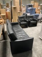 3 zitsbank en 2 fauteuils leer antraciet WSCHILLIG ALS NIEUW, Huis en Inrichting, Banken | Bankstellen, Driepersoons, Ophalen of Verzenden