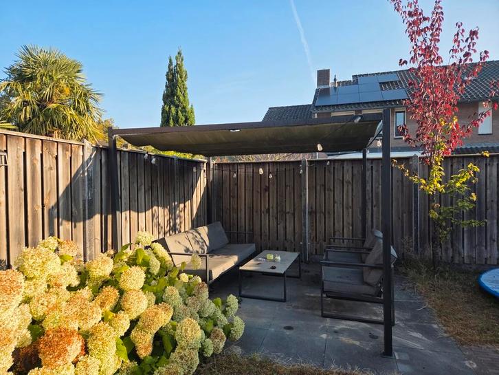Overkapping 3x3 meter – open en dicht schuifbaar doek, Tuin en Terras, Overkappingen, Zo goed als nieuw, Ophalen