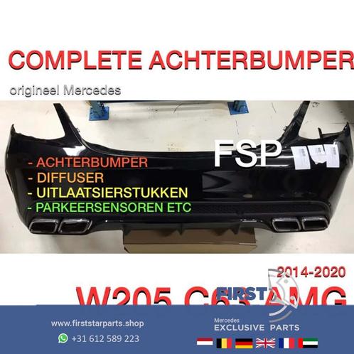 W205 C63 AMG Achterbumper Mercedes C Klasse zwart 63 bumper, Auto-onderdelen, Carrosserie en Plaatwerk, Bumper, Mercedes-Benz