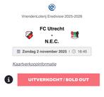Fc utrecht - nec bunnikside, Tickets en Kaartjes, Losse kaart, Drie personen of meer, November