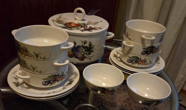 Soepterrine en soepkommen, Huis en Inrichting, Keuken | Servies, Bord(en), Overige stijlen, Aardewerk, Ophalen of Verzenden