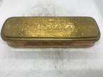 antiek geel rood koper tabaksdoos, Ophalen of Verzenden, Koper