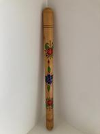 Brocante houten breinaaldenkoker met bloemen, Ophalen of Verzenden