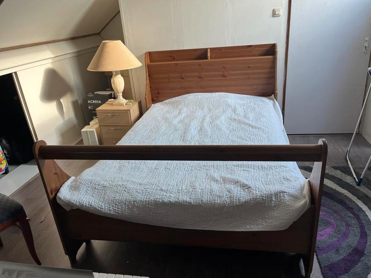 Twee persoonsbed met twee laden, Huis en Inrichting, Slaapkamer | Bedden, Zo goed als nieuw, Tweepersoons, Hout, Overige kleuren