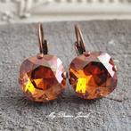 Oorbellen Square met Swarovski Crystal Copper, Met kristal, Overige materialen, Hangers, Overige kleuren
