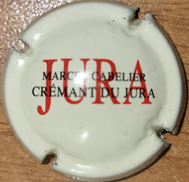 Crémant du Jura Capsule Marcel CABELIER crème & zwart nr. 01, Verzamelen, Wijnen, Nieuw, Overige typen, Frankrijk, Ophalen of Verzenden