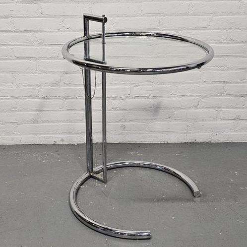 Originele Eileen Gray chromen bijzettafeltje E 1027. 51 cm, Huis en Inrichting, Tafels | Salontafels, Gebruikt, 50 tot 75 cm, 50 tot 100 cm