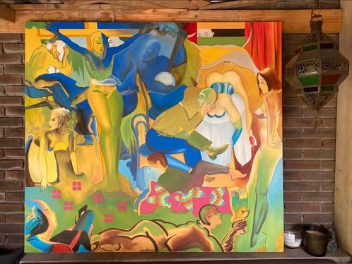 Schiderij,  reproductie  "Night Moves" Allen Jones 125x140cm, Antiek en Kunst, Kunst | Schilderijen | Abstract, Ophalen