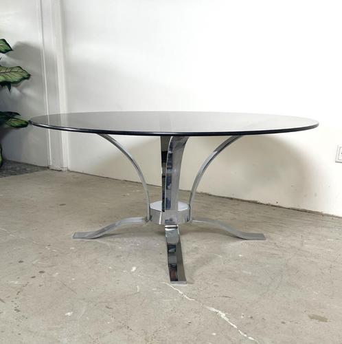 Vintage chroom met rookglas salontafel, Huis en Inrichting, Tafels | Salontafels, Zo goed als nieuw, Minder dan 50 cm, 50 tot 100 cm