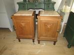 antiek set eiken nachtkastjes marmerblad 250,00, Antiek en Kunst, Ophalen of Verzenden