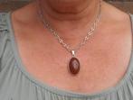 Zilveren stevige schakel ketting met hanger nr.1297