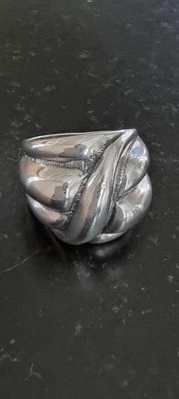 Zilveren vintage modernist ring 