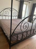 Zwarte Metalen tweepersoonsbed, Huis en Inrichting, Slaapkamer | Bedden, Ophalen, Gebruikt, Zwart, Tweepersoons
