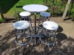 4 Amerikaanse Bel Air barkrukken + bartafel sixties fifties, Ophalen, 60 tot 90 cm, Met voetsteun, Zo goed als nieuw