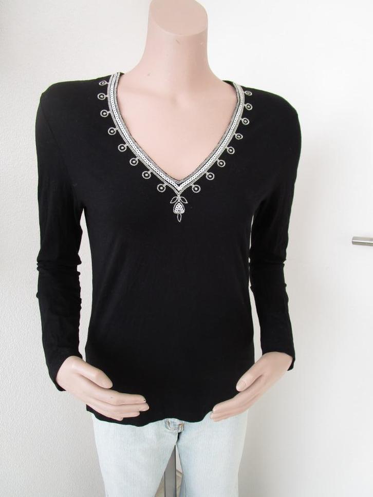 Top met pailletten maat S/M, Kleding | Dames, T-shirts, Zo goed als nieuw, Maat 38/40 (M), Zwart, Lange mouw, Verzenden