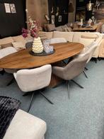 Ovale houten eettafel gecombineerd met 6 teddy stoelen.SALE!, 100 tot 150 cm, Ophalen of Verzenden, Vijf personen of meer, Ovaal
