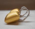 Zilveren Bicolor hang oorbellen nr.1035, Hangers, Verzenden, Zo goed als nieuw, Goud