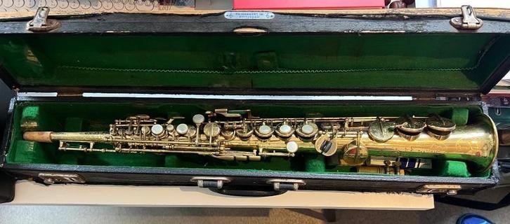 Sopraan saxofoon Henri Selmer, Muziek en Instrumenten, Blaasinstrumenten | Saxofoons, Gebruikt, Sopraan, Met koffer, Ophalen