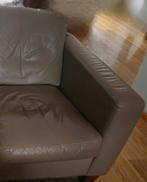 Nu ophalen, doe een bod: 2,5-Zits Leren Bank – Kleur: Taupe., Ophalen, Gebruikt, Driepersoons, Rechte bank