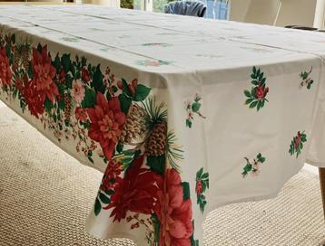 Vintage katoenen tafelkleed kerst 220x140 4 servetten beschikbaar voor biedingen