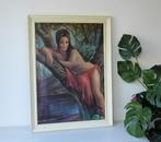 Vintage Litho Jaren 60 Schilderij JH Lynch Woodland Goddess, Ophalen, Minder dan 50 cm, Gebruikt, Schilderij