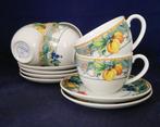 Wedgwood Home Eden - 6 kop en schotels met fruit, Ophalen of Verzenden, Zo goed als nieuw, Wedgwood, Kop(pen) en/of Schotel(s)