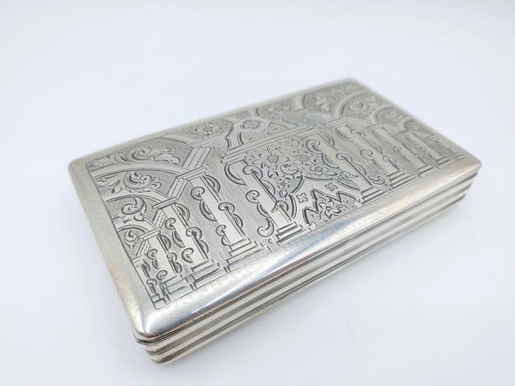 Zilveren tabaksdoos, C. van Dam Kooyman, Schoonhoven, 1857, Antiek en Kunst, Antiek | Goud en Zilver, Zilver, Verzenden