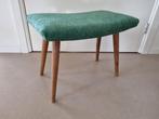 krukje met bouclé bekleding groen vintage haardbankje 36 cm, Ophalen of Verzenden, Gebruikt, Hout