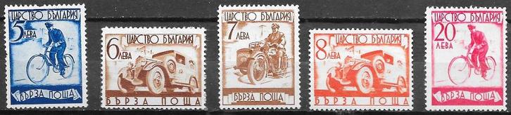 Bulgarije: Serie uit 1939 Mi.365-369  auto motor fiets, Postzegels en Munten, Postzegels | Europa | Overig, Postfris, Bulgarije