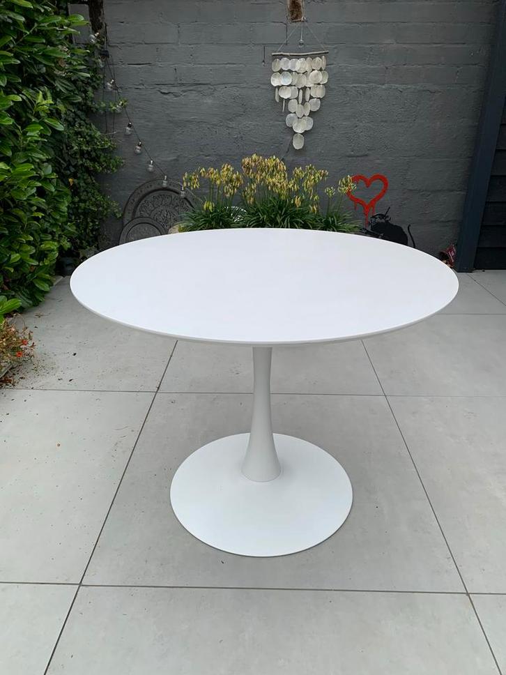 Witte Tulip Eettafel, Huis en Inrichting, Tafels | Eettafels, Gebruikt, 50 tot 100 cm, 50 tot 100 cm, Vier personen, Rond, Overige materialen