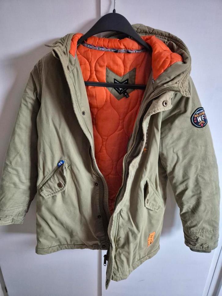Wildfish winterjas groen maat 164 IZGST, Kinderen en Baby's, Kinderkleding | Maat 164, Zo goed als nieuw, Jongen of Meisje, Jas