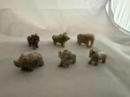 6 diertjes in zeepsteen, Ophalen of Verzenden, Zo goed als nieuw, Wild dier, Beeldje of Figuurtje