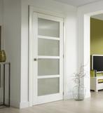 Binnendeur met Glas Opdek en Stomp, Doe-het-zelf en Verbouw, Deuren en Horren, Niet ingevuld, 80 tot 100 cm, Binnendeur, Niet ingevuld