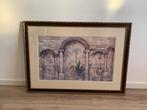Nostalgisch schilderij / print met barok lijst 109x77cm, Antiek en Kunst, Ophalen of Verzenden