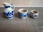 3x Vintage miniatuur Keulse potjes en karafje/kruikje., Antiek en Kunst, Antiek | Keramiek en Aardewerk, Ophalen of Verzenden