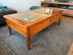 Salon tafel kersenhout met facet geslepen glasplaten, Huis en Inrichting, Tafels | Salontafels, Ophalen, 100 tot 150 cm, 50 tot 100 cm