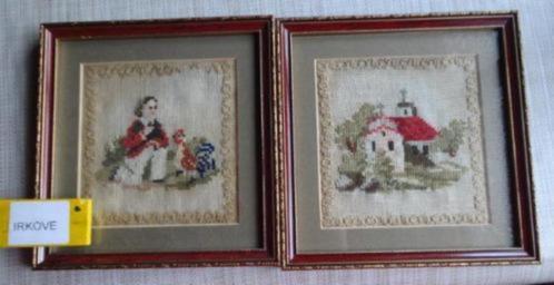 TWEE OUDE BORDUURWERKJES IN LIJST * Nostalgie *, Antiek en Kunst, Antiek | Kleden en Textiel, Verzenden