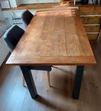 Eettafel oud teak industrieel, Ophalen, Teakhout, 50 tot 100 cm, Zo goed als nieuw
