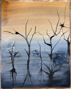 Abstract modern zwart wit Wabi Sabi schilderij kunstenares, Ophalen of Verzenden
