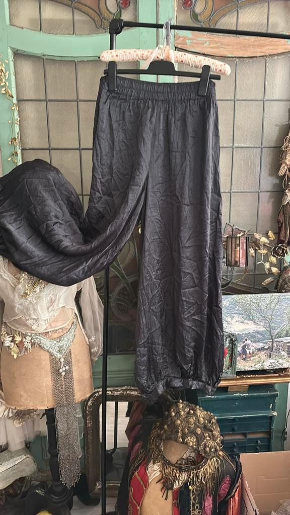 Hebbeding , mooie  glanzende broek. Maat 2, Kleding | Dames, Broeken en Pantalons, Zo goed als nieuw, Maat 38/40 (M), Grijs, Ophalen of Verzenden