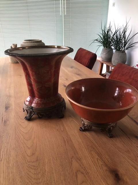 Vase en bowl, Huis en Inrichting, Woonaccessoires | Vazen, Gebruikt, Overige kleuren, Minder dan 50 cm, Overige materialen, Ophalen