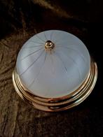 GLAZEN PLAFONNIERE MET MELK GLAZEN KAP, Ophalen, Zo goed als nieuw, Metaal