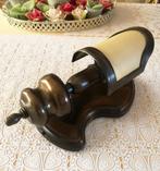 Brocante wandlamp - houten wand lamp antiek messing brons, Ophalen of Verzenden, Metaal, Antiek / klassiek