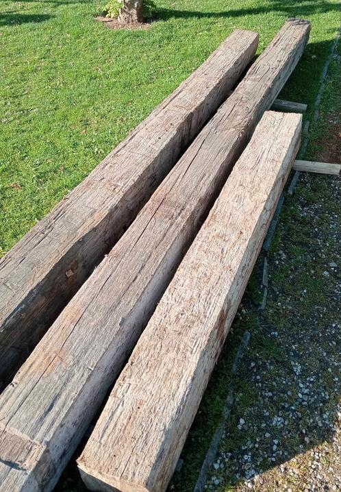 3 Hardhouten Balken 25x25, Doe-het-zelf en Verbouw, Hout en Planken, Gebruikt, Balk, Overige houtsoorten, 300 cm of meer, 25 tot 50 mm